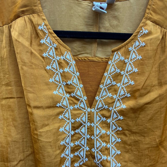 ANTHROPOLOGIE DOLAN Alvia mustard yellow peasant Embroidered top Women’s XS - Picture 4 of 12